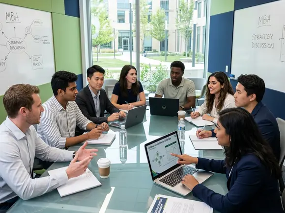 Students engaging in a business analytics offline training class