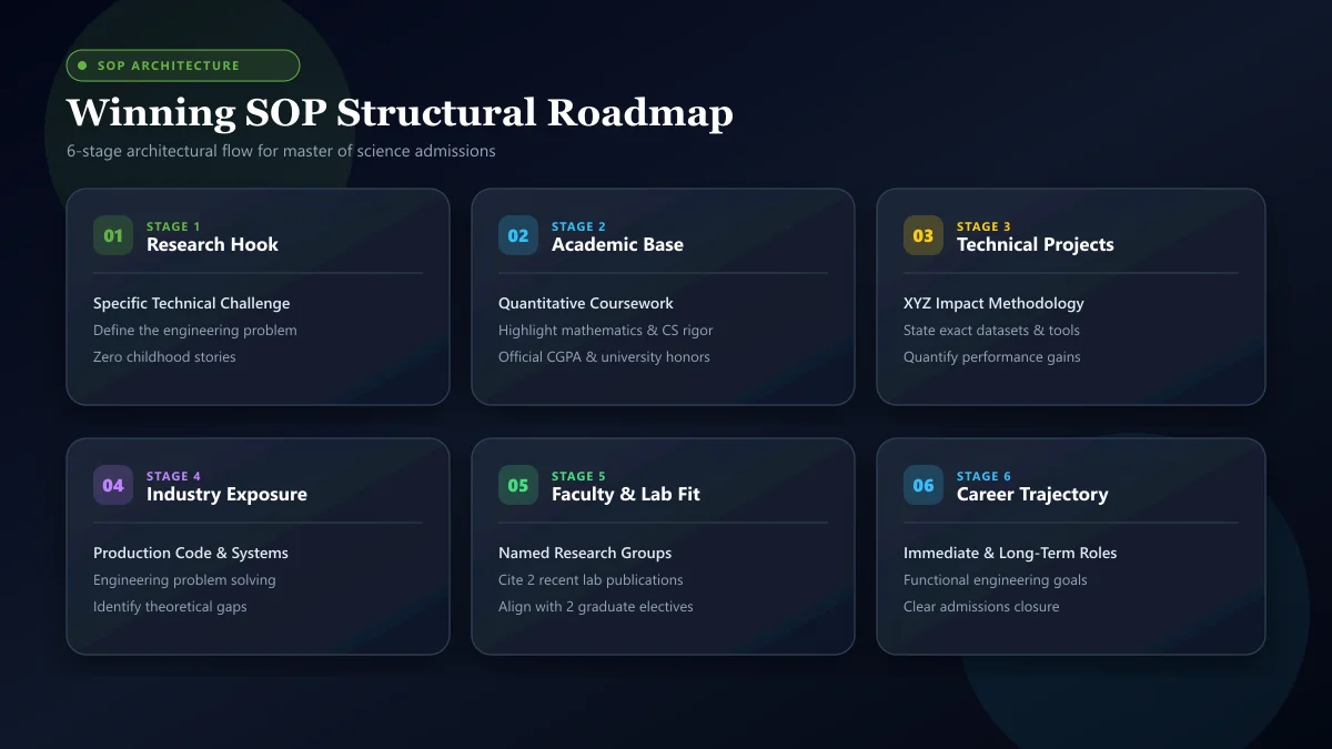 The 6-stage winning statement of purpose architecture roadmap for master of science admissions