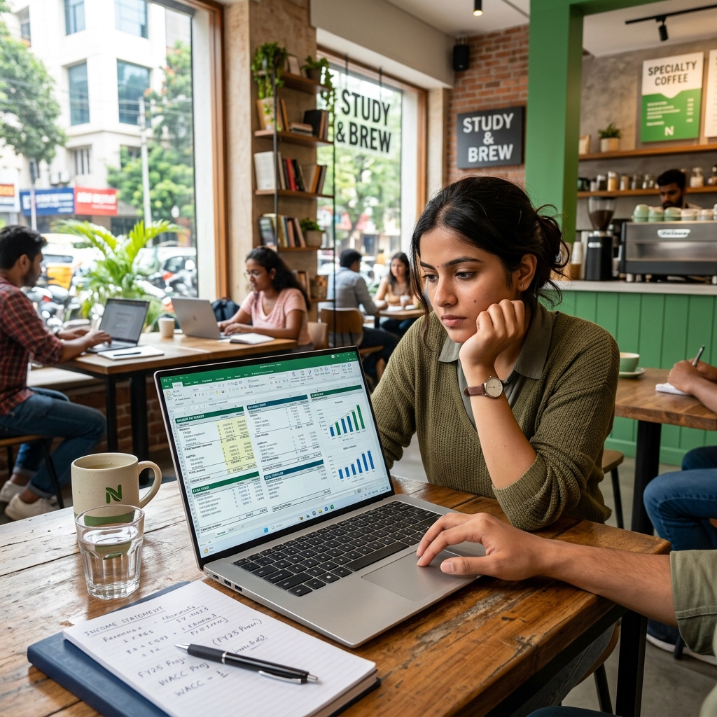 MBA student building complex financial models in Excel