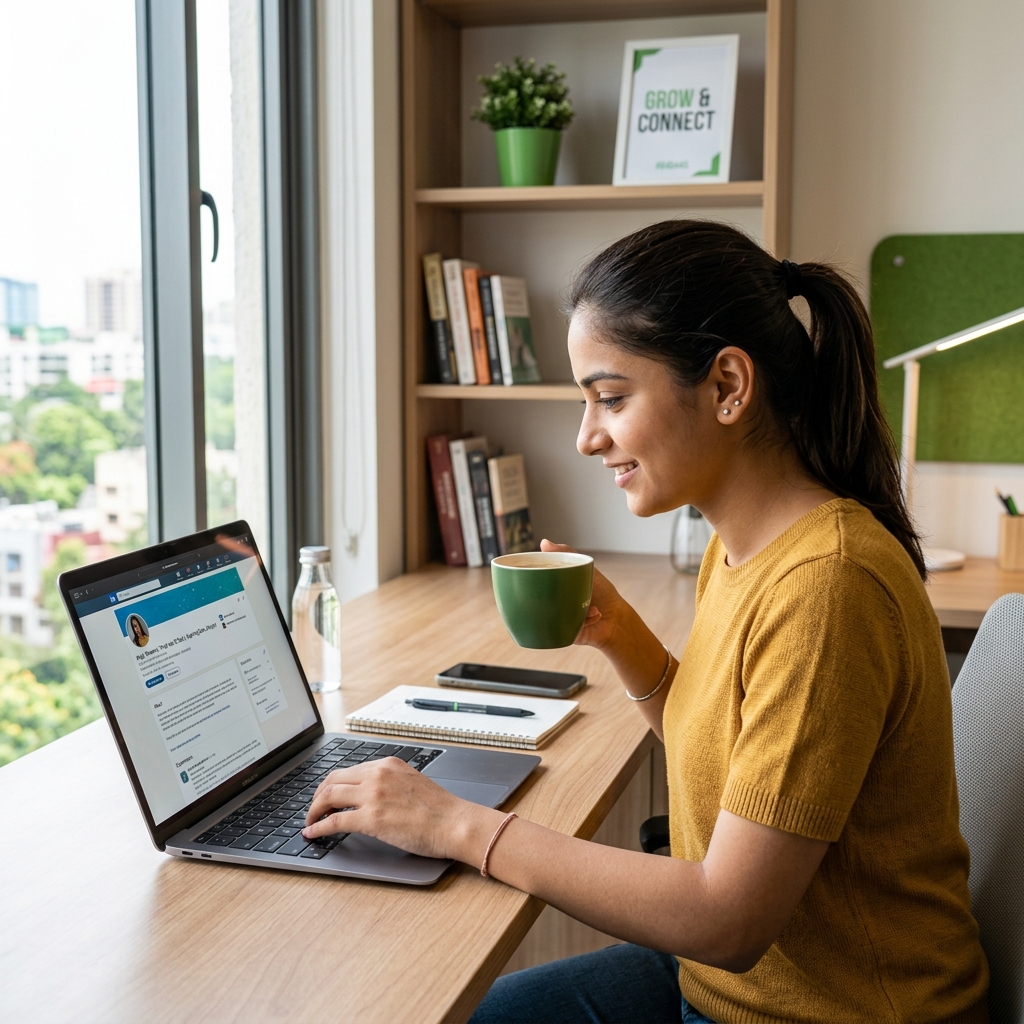 Student optimizing their LinkedIn profile