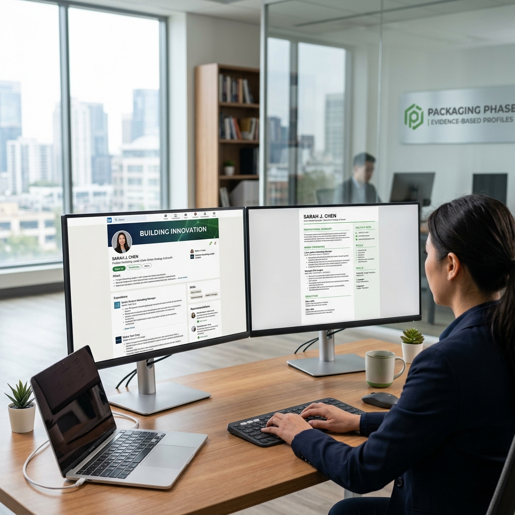 LinkedIn profile and Resume on dual monitors